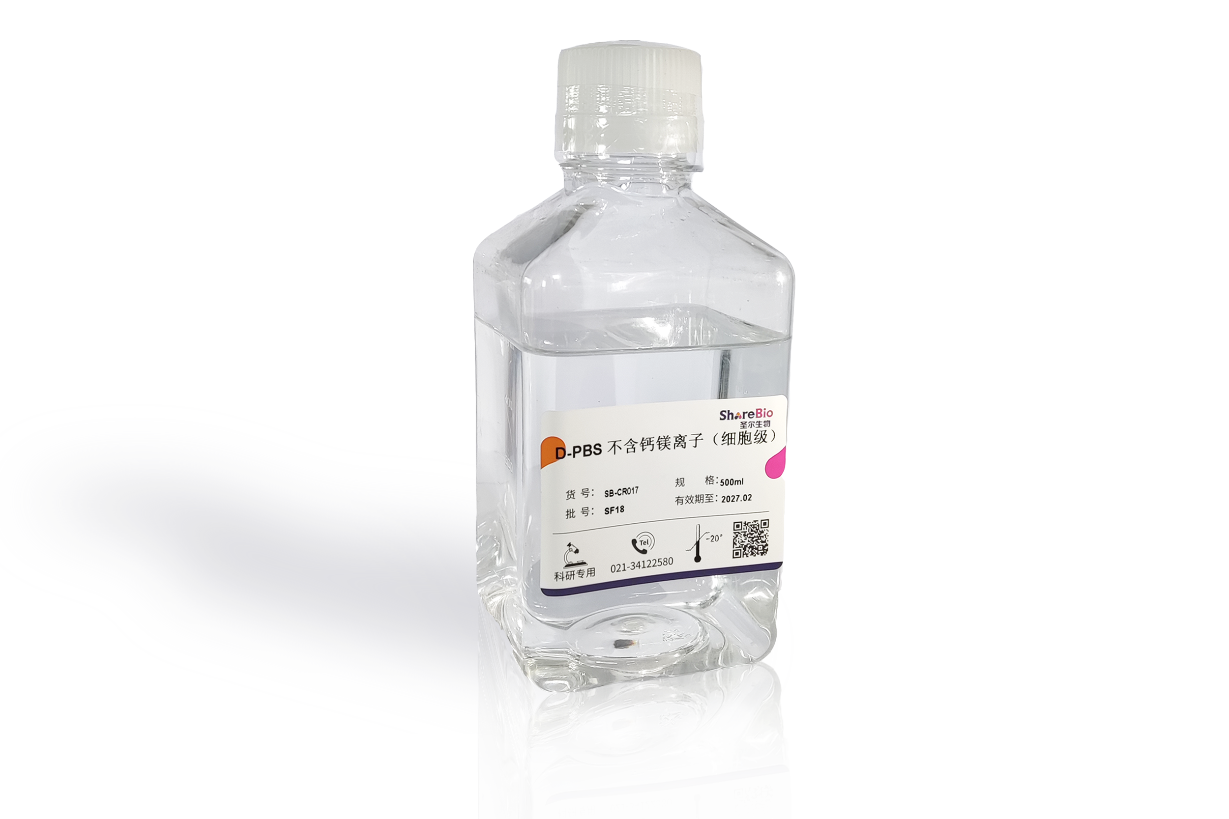 D-PBS 不含钙镁离子(细胞级) Dulbecco's Phosphate-Buffered Saline